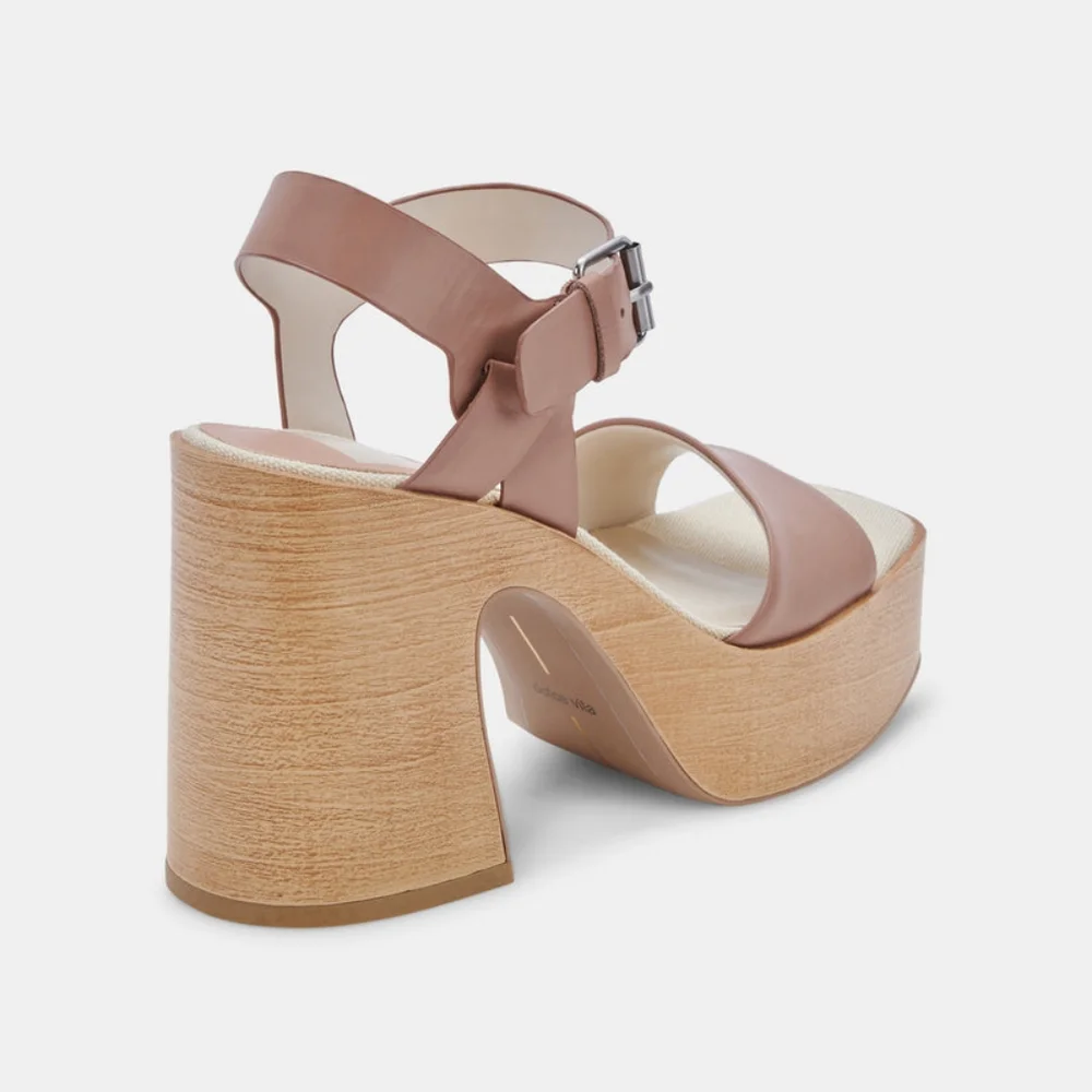 DOLCE VITA NWOT Wallis Chunky Heel Woodgrain Platform Heels in Beige